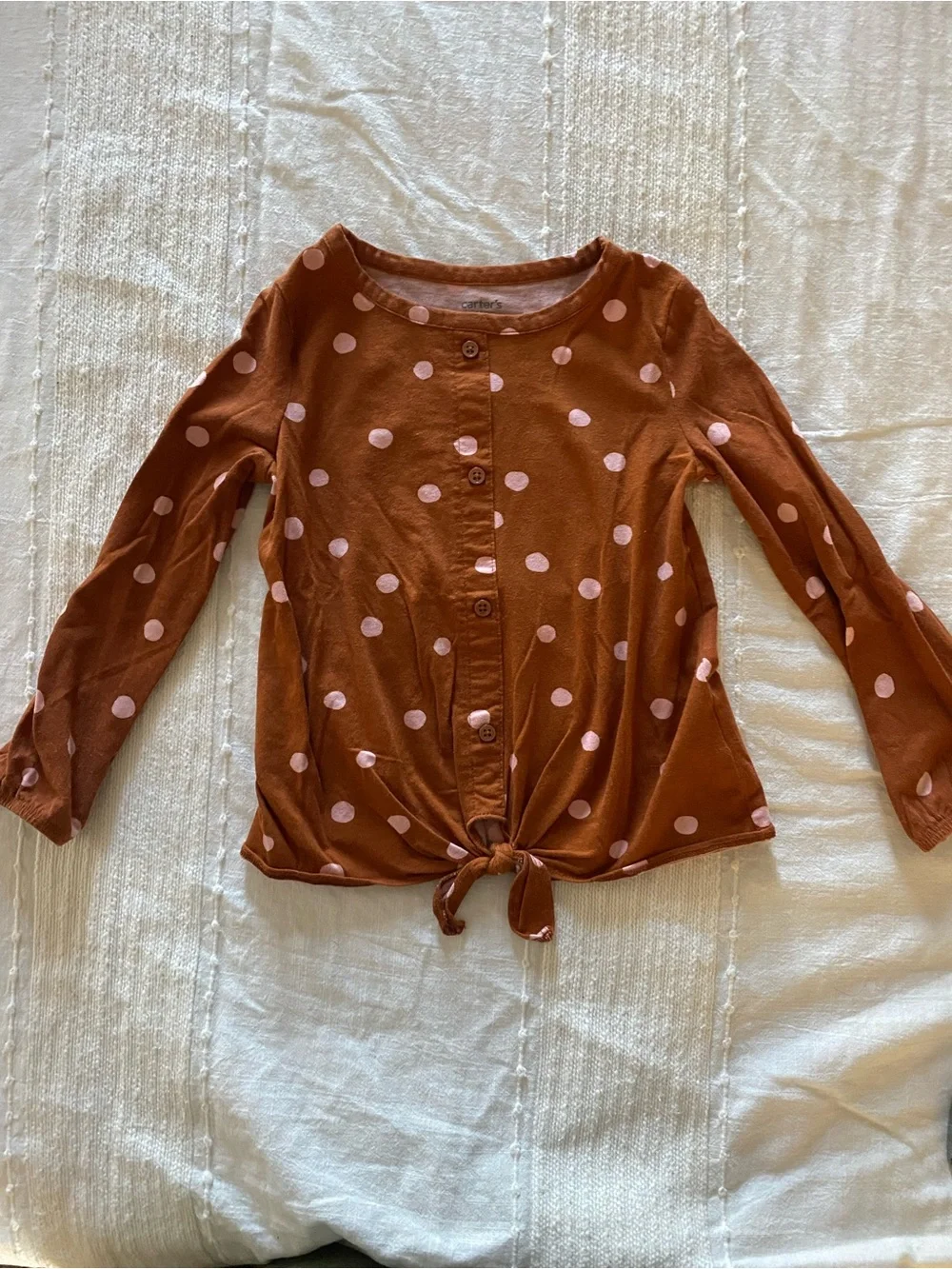 Carter's Brown Polka Dot Tie-Front Top and Art Class Pink Floral Top